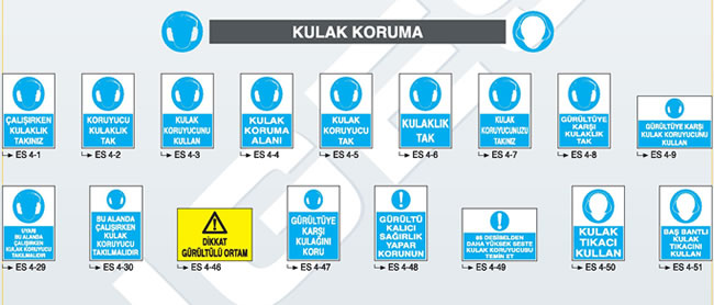 Kulak Koruma İkaz ve Uyarı Levhaları
