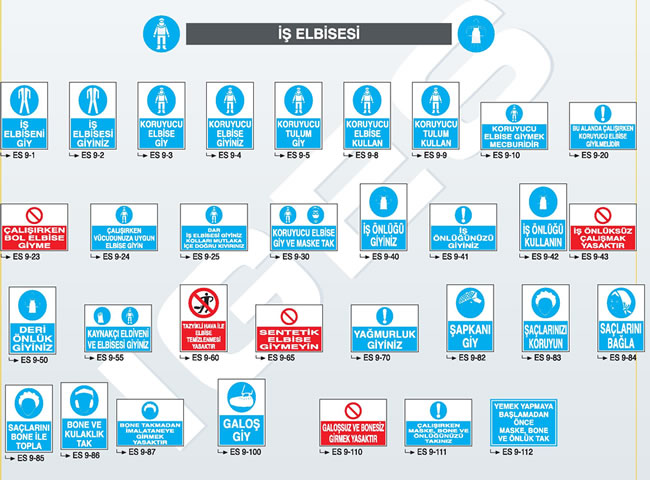 İş Elbisesi İkaz ve Uyarı Levhaları