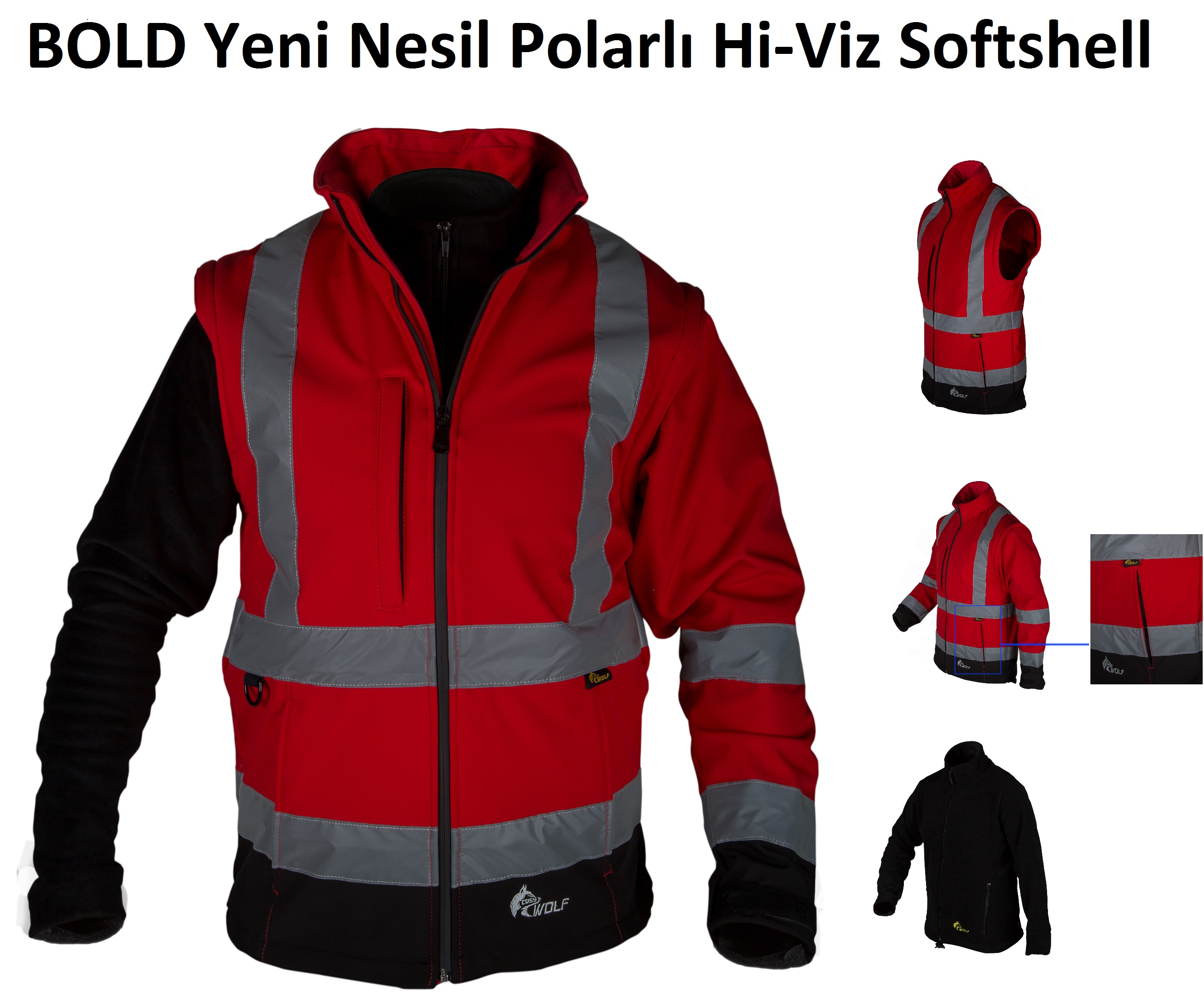 Reflektörlü ve Polarlı Softshell Mont BOLD CW002244P CosyWolf