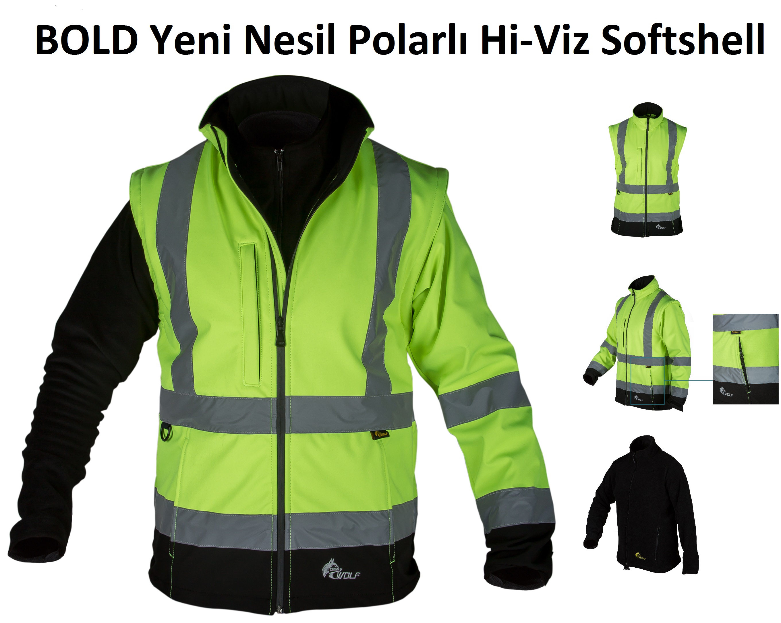 Reflektörlü ve Polarlı Softshell Mont BOLD CW002266P CosyWolf